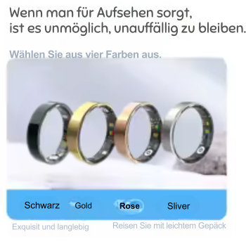Smart Ring Männer Frauen Herzfrequenz- und Blutsauerstoffmonitor Smartring IP68 & 5ATM Wasserdicht, Multi-Sport-Modus